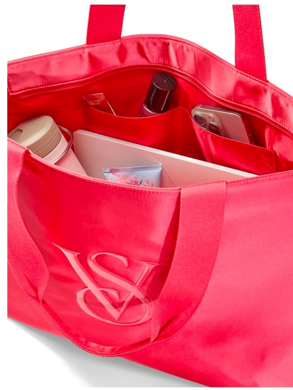 Victoria's Secret Coral Pink Satin Tote Bag
